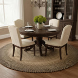 Super Area Rugs Round Braided Dinig Room Rug - Ridgewood Braided Woven Rug 4-6 Seat Dining Table - Reversible - Indoor/Outdoor - Made in USA - Brown Velvet/Beige, 6' Round