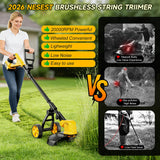 20000RPM Brushless Cordless String Trimmer for Dewalt 20v Battery(Battery Not Included), 3-in-1 Weed Wacker Edger Grass Trimmer with Wheel, Lightweight Weed Eater Battery Powered w/8 Line Spools