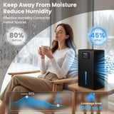 OWAAE Dehumidifier, 1000 sq.ft Quiet Dehumidifiers for Home Bedroom Bathroom Basement with 95oz Water Tank, Sleep Mode, Auto Shut-Off 7 Colors LED Light, Black