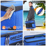 Dreizack Blue Insulated Kayak Cooler Bag, 1.584 Quarts Capacity, Waterproof PVC Material, Side Opening Cover Design, Adjustable Padded Shoulder Straps, 16 Hours Leakproof
