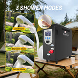 COOLIGO Portable Water Heater for Camping, 4500mah Battery for Propane Camp Shower, 40,900 BTU Tankless Outdoor Shower for Hiking, Travel, Pets & Car Washing