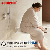 Neohomee Folding Shower Seat Wall Mounted 15.7" Wide Shower Chair Foldable with Bistable Embedded Bracket, 440lb Capacity, Safety Bench for Adults (White)