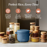 Our Place Rice Cooker | Compact Rice Cooker 3-Cup Uncooked / 6-Cup Cooked with Ceramic Nonstick Inner Pot | Fuzzy Logic Multi-Cooker for White & Brown Rice, Oatmeal & Grains | Delay Timer & Auto Keep Warm | Blue Salt