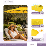 Midtown Umbrellas - The Lean 8 Ft Patio Umbrella with Fade-Resistant Sunbrella Fabric, Auto-Tilt Aluminum Frame and 8 Reinforced Ribs for Deck, Pool & Garden - Yellow Canopy, Black Pole