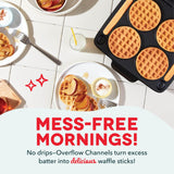 Mini Waffle Maker: Four Mini Waffles, Perfect for Families and Individuals, 4 Inch Dual Non-stick Surfaces with Quick Release & Easy Clean - Aqua DASH