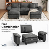 PHI VILLA Modular Sofa 5-Seat U Shaped Cloud Couch Sectional with Ottoman