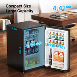 Kismile 4.41 Cu.Ft Compact Refrigerator Mini Fridge Single Door with Adjustable Thermostat, Glass Shelves Small Refrigerator Energy Saving (Black)