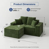 Cloud Modular Sectional Sofa, Comfy Boneless Couch for Living Room, Modern L-Shaped Couch with Reversible Chaise, Customizable Sleeper Sofa with Non Slip, No Assembly & Deep Seat, Green