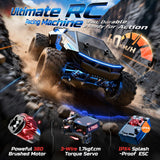 DEERC 1815 1/18 All Terrain Fast Drift & Racing RC Car, 40KM/H Remote Control Truck with Futuristic Body Shell, Extra Drift Wheels, 2.4GHz Waterproof Off-Road Vehicle with 2 Batteries for Kids & Adult