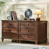 Joaxswe Farmhouse Nightstand Set of 2 with Charging Station, 24" Wide End Table with 3 Drawers,Dresser for Bedroom,Bed Side Table Chest of Drawers Cabinet,Wood Brown Night Stand for Living Room