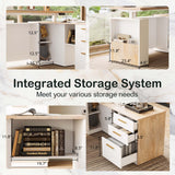 ModernMate 63" Standing Desk with File Cabinet, Privacy Panel, AC/USB, 1.18" Desktop