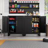 Metal File Cabinet with Lock (Two Units), Steel Storage Cabient with 2 Doors and 2 Adjustable Shelves