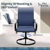 PHI VILLA Swivel Patio Dining Chairs Set of 4, Textilene Mesh Fabric, Blue