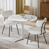Dining Table Set, Round Dining Table with 2 Upholstered Kitchen Chairs, for Small Spaces, Kitchen, Living Room