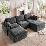 ReeQuo 120" Oversized Modular Sectional Sofa, Boneless Couch for Living Room, Modern Comfy 5 Seat U Shaped Cloud Couch Sectional with Movable Ottoman, Removable Covers, 28" Extra Deep Seat, Dark Grey