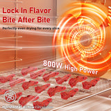 Food Dehydrator with 10 Stainless Steel Trays, 800W Commercial Dehydrator with 194℉ Temperature Control & 24H Digital Timer, Low Noise, 4 Presets, for Jerky, Herbs, Yogurt, Dog Treats