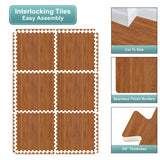 Sorbus 80 Sq. Ft. Wood Grain Floor Tiles Foam Mat EVA Interlocking Mats Tile 3/8-Inch Thick Flooring Wood Puzzle Exercise Mats w/Borders - Home Playroom Basement, Apartment, Trade Show, Baby, Dance