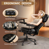 Ergonomic Office Chair Faux Leather Swivel Desk Chair for Home Office,Black
