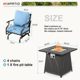 MIXPATIO 5-Piece Metal Patio Conversation Set, 28-Inch Fire Pit Table, Blue
