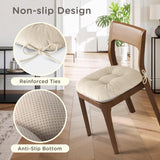 Indoor Dining Chair Cushions Set of 6 Kitchen Chair Pads with Ties Tufted Seat Cushion