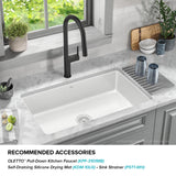 KRAUS Pintura 32-inch Porcelain Enameled Steel Undermount Single Bowl Kitchen Sink in White, KE1US32GWH
