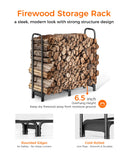Mars Explo 4ft Firewood Log Rack with Cover Outdoor, Heavy Duty Indoor Outdoor Firewood Storage Log Rack with Cover Combo Set Black