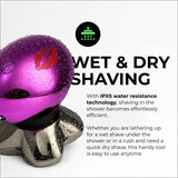 Skull Shaver Butterfly Kiss PRO - Women's Electric Shaver for Bikini Line, Legs & Body - Wet & Dry Use - Ergonomic, Hypoallergenic Blades - 60 Minutes Cordless Use - Purple