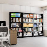 5 Tier Metal Bookshelf, Black 69" Tall Bookcase, Large Heavy Duty Book Shelves