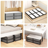 Wisuce Bamboo Under Bed Storage Containers- Underbed Organizer with Wheels with Dust Bag,Sturdy Wood Rolling Under the Bed Shoe Storage Organizer Drawers (Black, 2 Pack (33.07"×16.54"))