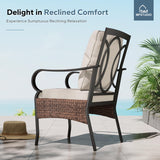 MFSTUDIO 6-Piece Patio Dining Chairs, Brown Wicker, Beige Cushions