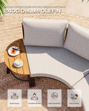 Oasbira Luxury Patio Furniture Set for 5 People, 4-Piece Curved Patio Conversation Sets with Woven Rope & Modular Coffee Table, Half Moon Outdoor Furnitrue Set for Deck, Garden, Gray