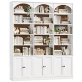 FACBOTALL 78" Tall Bookshelf, 5 Tier Large White Arched Bookcase with Door