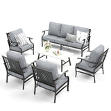 MIXPATIO 6-Piece Patio Conversation Set, Coffee Table, E-Coated Frame, Grey