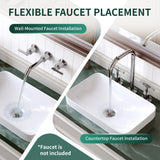 DeerValley Bathroom Vessel Sink, 19.29'' x 11.81'' x 4.72'' Semi Recessed Bathroom Sink Rectangular White Ceramic Sinks for Bathroom Modern Bath Sink Bowl Vanity Sinks Above Counter Basin DV-1V0047