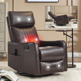 MOOLSUN Faux Leather Recliner Sofa Set with 360-Degree Swivel Chair, Living Room Furniture Set with Reclining Seats, Ideal for Home, Office, or Theater Seating（K-Dark Brown Faux Leather,Chair）