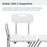 Drive Medical Splash Defense Tub Transfer Bench for Bathtub - U-Shaped Shower Curtain Guard - Adjustable Height - Reversible Design - 400 Lb Capacity - Safe Bathing Aid - White