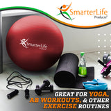 SmarterLife Exercise Ball Yoga Ball for Fitness, Balance, Stability, or Pregnancy, Gym Ball for Core Workout, Physical Therapy, Yoga Ball Chair for Office, Anti-Slip Anti-Burst (45 cm, Red) SmarterLife Products