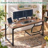 KCZDXH Computer Desk, 40 Inch Home Office Desk, Gaming desk, Rustic Brown