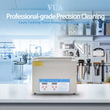VUA 6L Commercial Ultrasonic Cleaner with Digital Timer & Heater, Professional Ultrasonic Parts Cleaner, Ultra Sonic Cleaning Machine with 300W Heated Cleaner for Glasses Industrial Parts Tools Lab