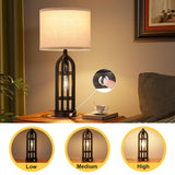 Seealle Table Lamps for Living Room Set of 2 - Black Bedside Lamp for Bedroom with USB C+A & Outlet, Farmhouse Lamps for Night Stands, 3-Way Dimmable Touch Lamps for Living Room with Oat Shade