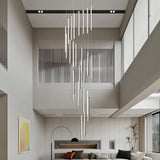 BESTWEST 118" Modern LED Chandelier, 25-Lights Dimmable High Ceiling Large Hanging Lighting Fixture for Loft Villa Living Room Stairs Foyer (Black, 25-Lights 19.7in)