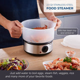2.5 Quart Electric Compact Mini Food Vegetable Steamer, 400W with BPA-Free Tray Elite Gourmet