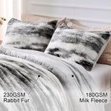 Wajade Fluffy King Comforter Set Grey White Soft & Fuzzy Faux Fur Comforter Luxury Lightweight Plush Bedding Set for Bedroom All Season