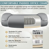 Leather Office Chair, PU Home Computer Desk Chairs with Ergonomic Back Support, 360°Swivel Free