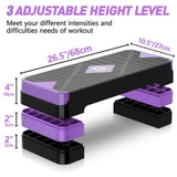 GYMMAGE Aerobic Exercise Stepper - Adjustable Workout Platform, 26.5" Step Deck with 4", 6", 8" Height Risers, Women's Home Gym Cardio Fitness