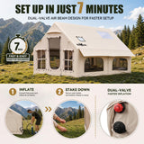 Inflatable Tent for Camping 8-12 Person, 4 Season Family Glamping Tent