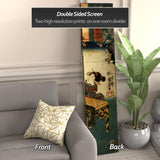 Red Lantern 6 ft. Tall Double Sided Japanese Figures Room Divider, 71 inches high and 3 Panels wide Red Lantern