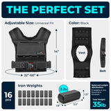 Weighted Vest Adjustable for Men & Women – Strength Training Weight Vests for Walking, Running, Fitness & Cross Training, Adjustable Weighted Vest for Men's Workouts, Rucking, 35LB, Black