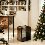 FANTERSI Office Trash Can 4.5 Gallon, Metal Mesh and Wood Combination Small Garbage Can, Rectangular Waste Basket with Handle, Industrial Trashcan for Home Office, Bedroom, Living Room