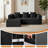 79" Modular Sectional Sofa, Boneless Convertible Sleeper Sofa Bed, Modern Tri-Folding Cloud Couch with L-Shape Chaise, Corduroy Futon for Living Room Small Spaces Apartment, No Assembly
